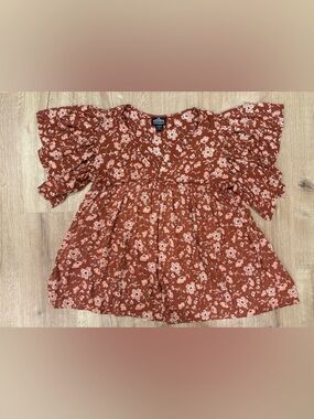 Angie Rust Orange Floral Blouse